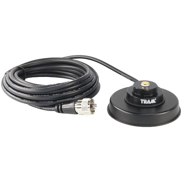 Tram 3-1/4-Inch Black Zinc NMO Magnet Mount with RG58 Coaxial Cable and UHF PL-259 Connector 1235 - main